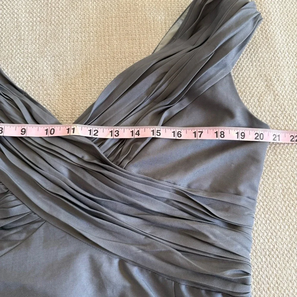 Mirror of Venus Anthropologie Gray Silk V Neck A Line Dress Size 14‎ Pleated